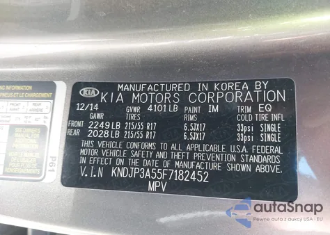 2015 Kia Soul + из США, поврежденный, VIN KNDJP3A55F7182452